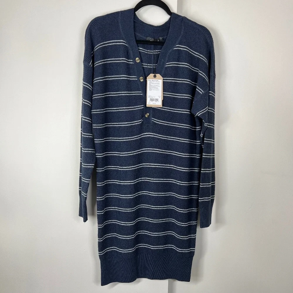 Prana Milani Henley Dress, Nautical Stripes,‎ M, NWT Organic